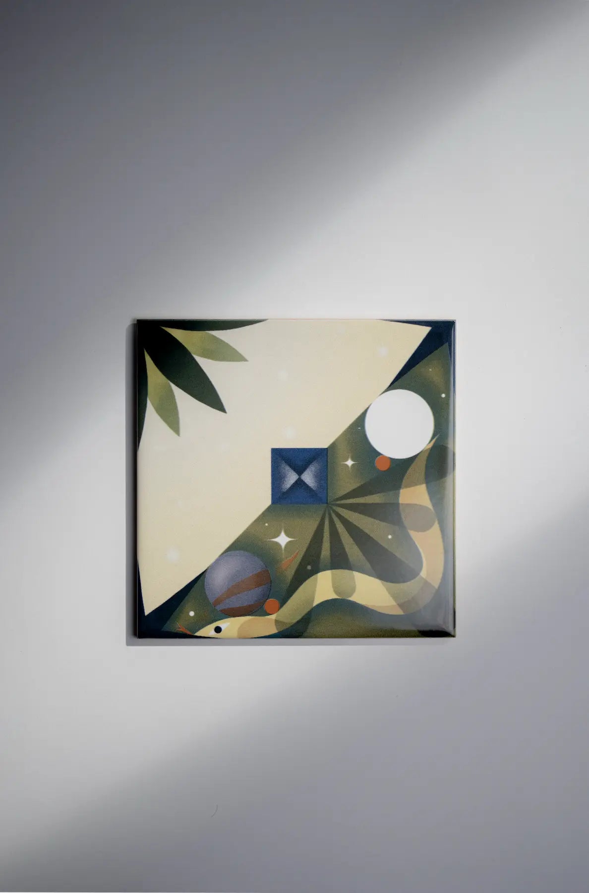 Pattern Kruella D’Enfer ceramic art tile by Clay – green and cream design with fantasy-inspired elements, available on Clay